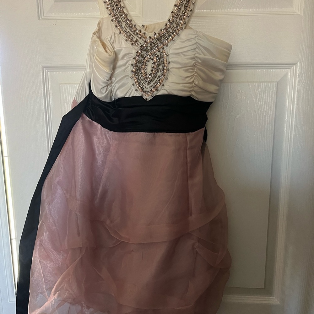 Elegant Pink and Cream Kids Dress